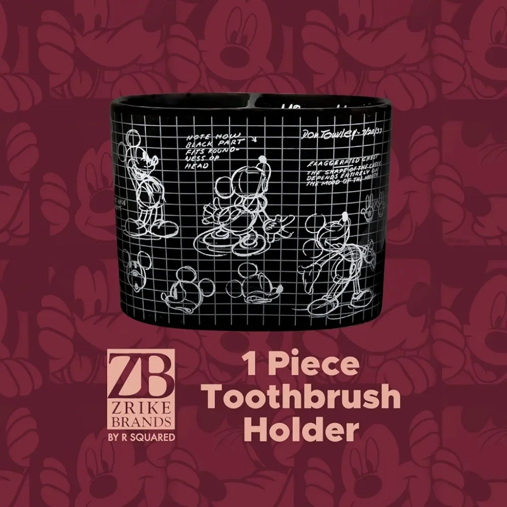 NWT Disney Mickey Mouse Zrike Black Toothbrush Holder Ceramic Sketchbook